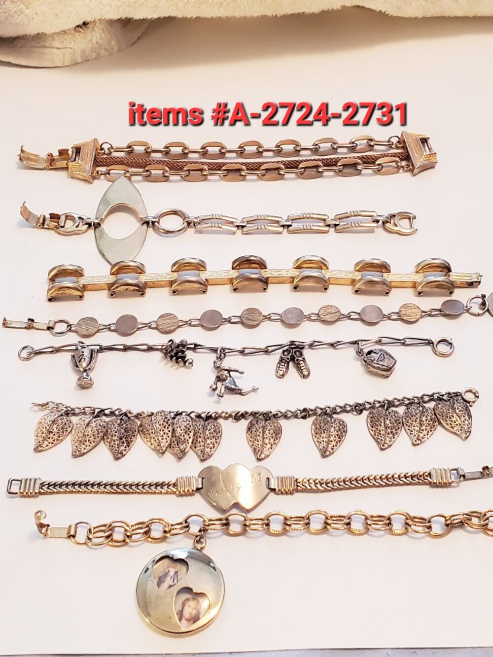 8 Bracelets ,items # A-2724-2731,. wt 167. grams.